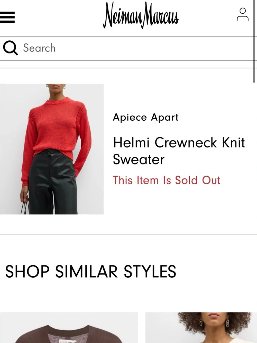 NWOT 100% Linen APIECE APART Helmi Crewneck Knit Coral Red Sweater, Small